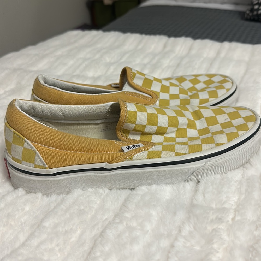 Yellow Checkered Vans Womens Size 7